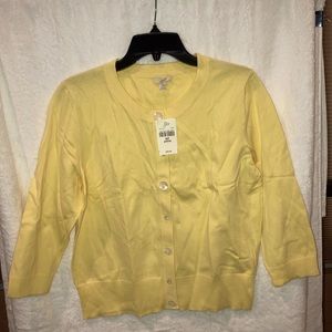 NWT Yellow crew neck button down sweater JJill